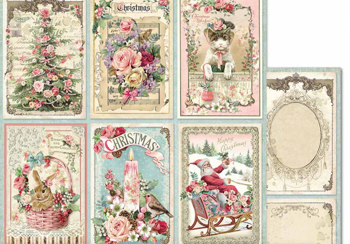 12x12 Inch - Pink Christmas - Scrapbooking Pad - Stamperia