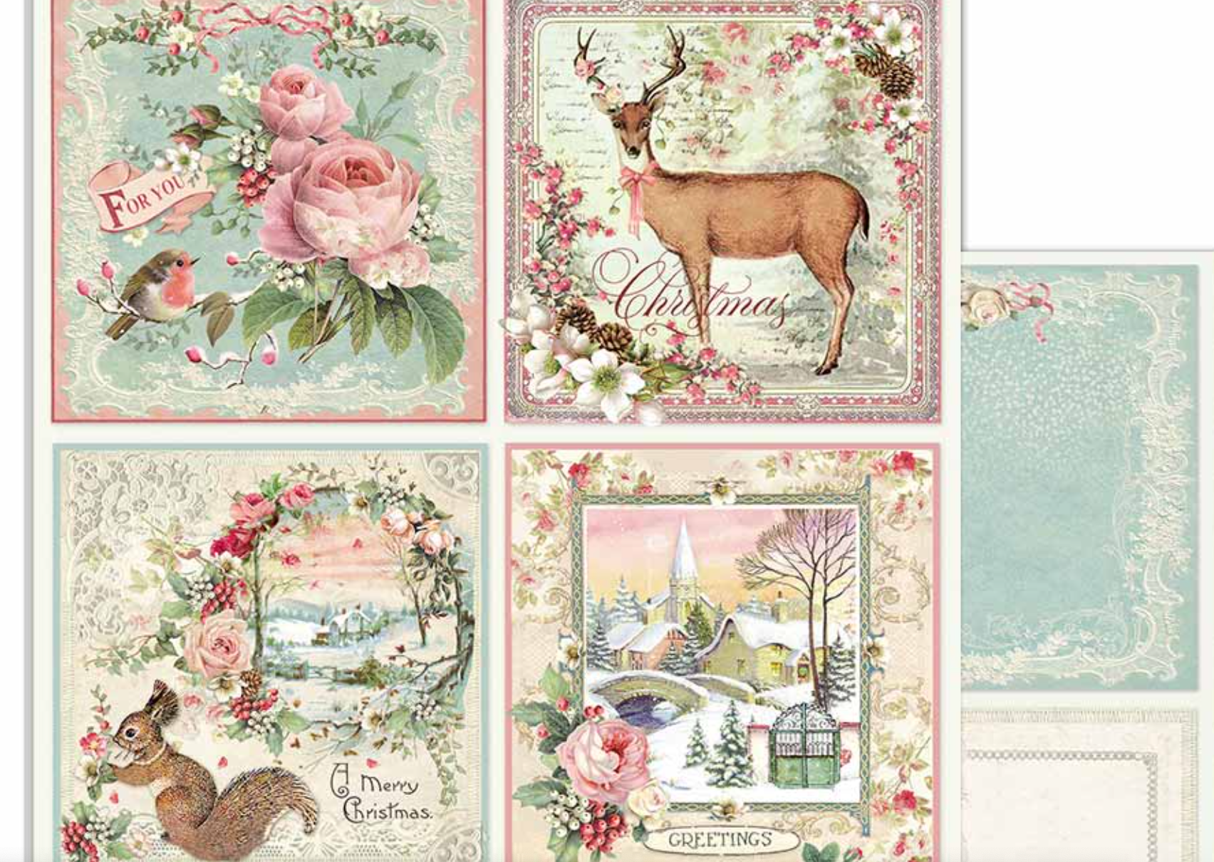 12x12 Inch - Pink Christmas - Scrapbooking Pad - Stamperia