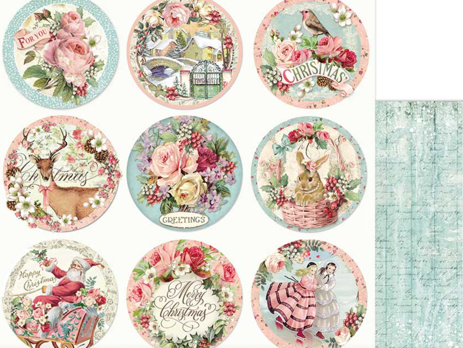 12x12 Inch - Pink Christmas - Scrapbooking Pad - Stamperia