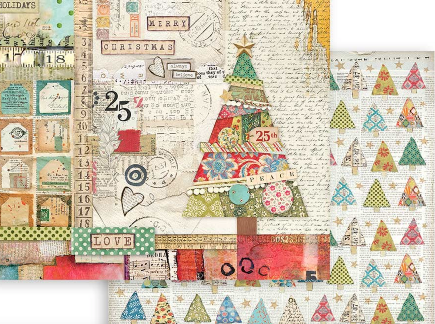 Stamperia - Christmas Patchwork - Scrapbooking Pad - 6x6 Inch