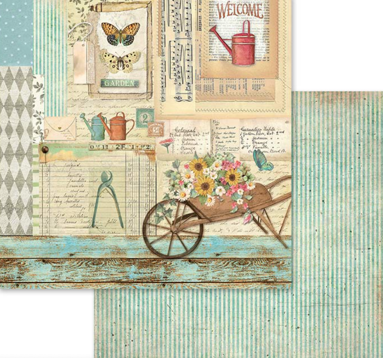 12x12 Inch - Garden - Scrapbooking Pad - 10 Sheets - Stamperia