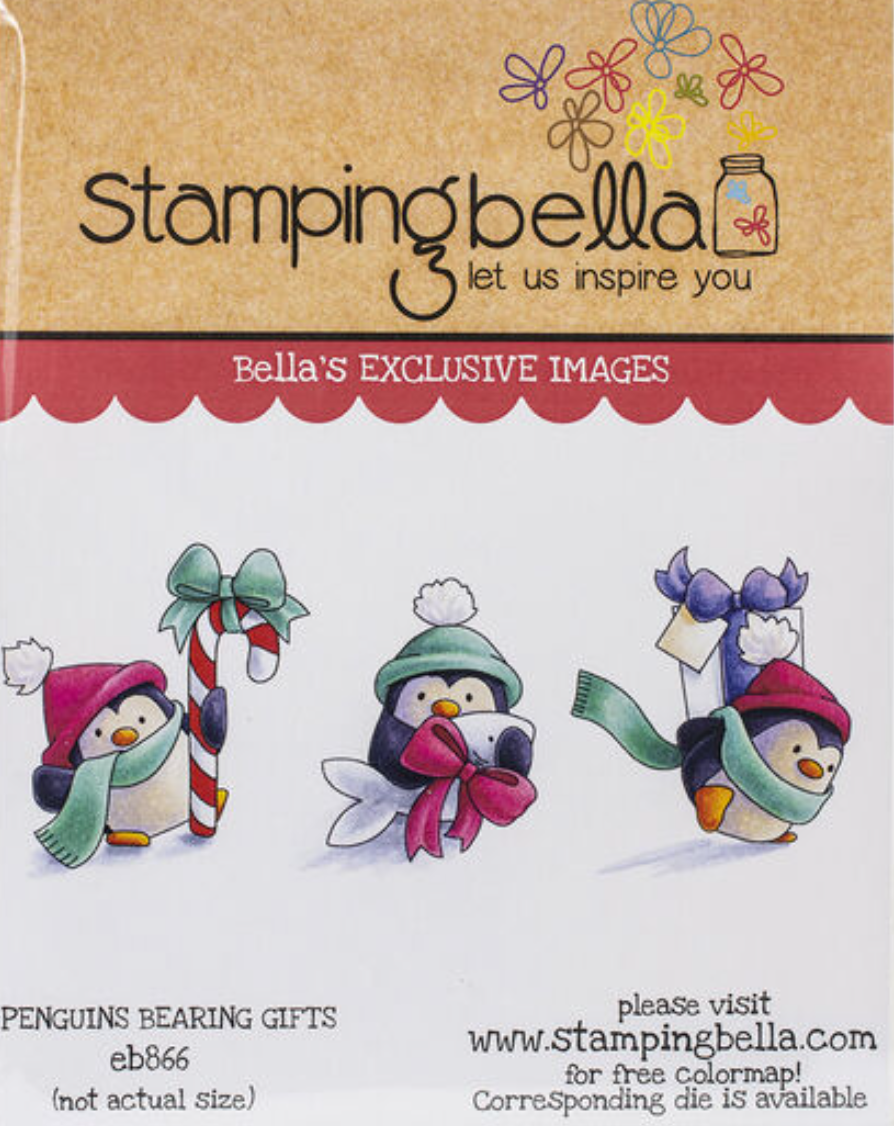 Penguins Bearing Gifts - Rubber Stamp - Stamping Bella