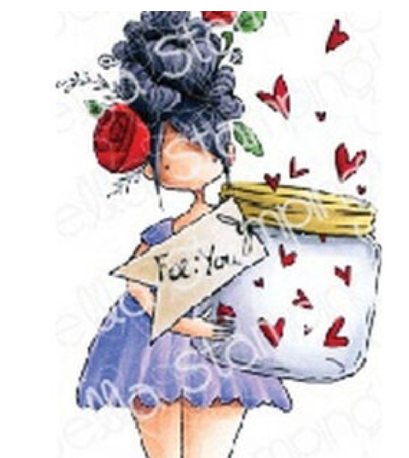Curvy Girl - With A Jar Of Hearts - Rubber Stamp - Stamping Bella
