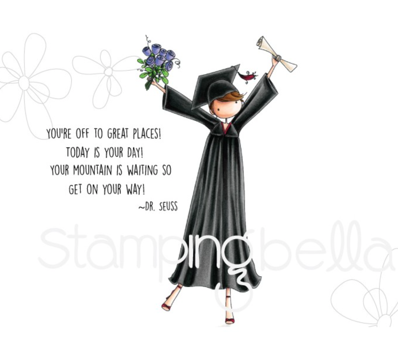 Grace the Graduate - Uptown Girls - Rubber Stamp - Stamping Bella