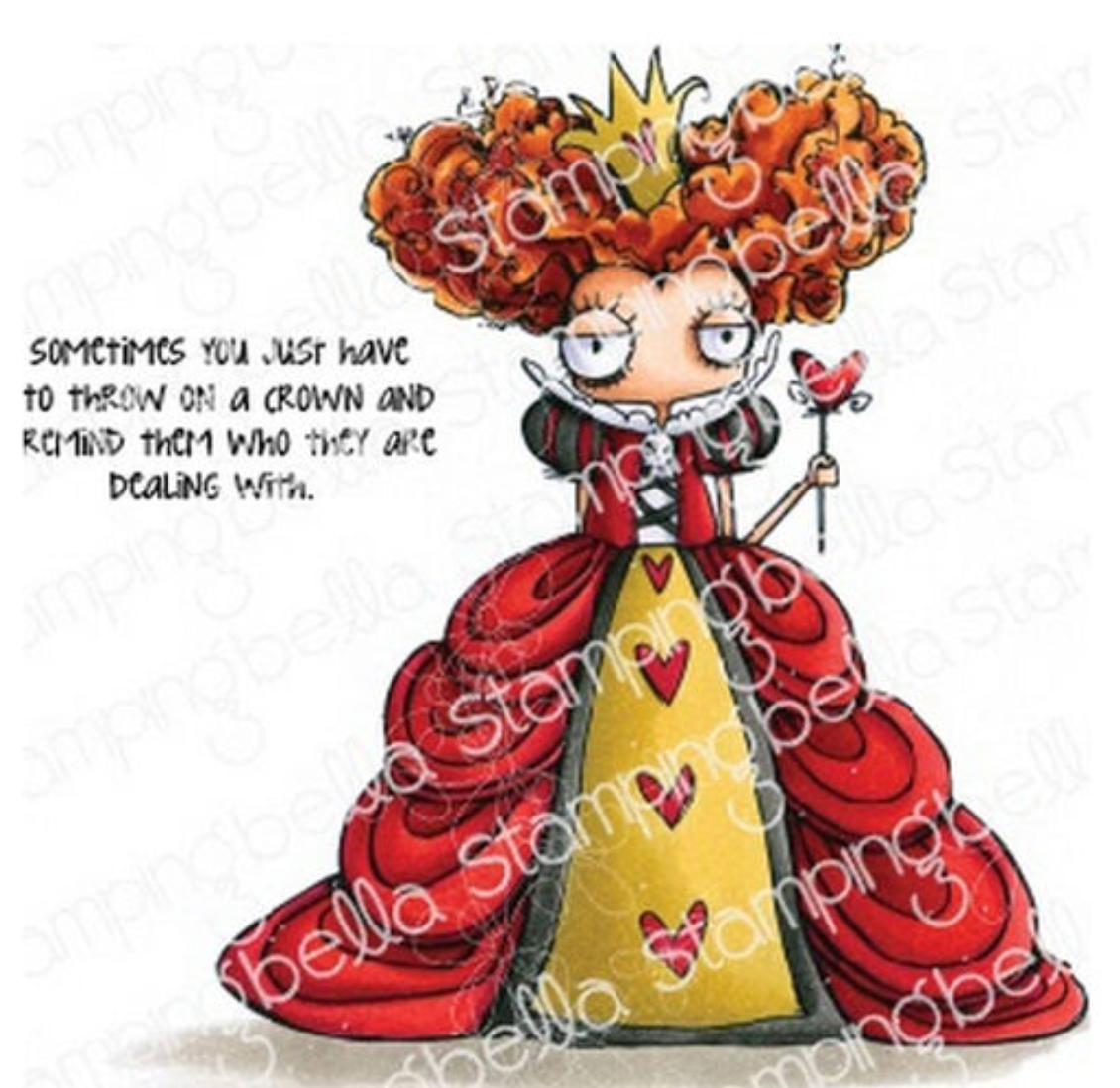 Oddball Queen Of Hearts - Rubber Stamp - Stamping Bella