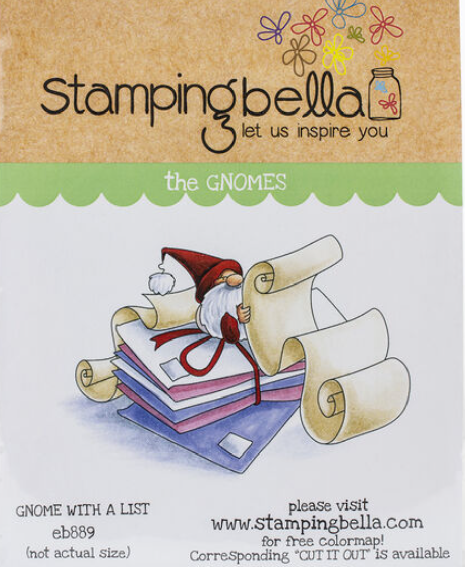 Gnome With A List - Rubber Stamp - Stamping Bella