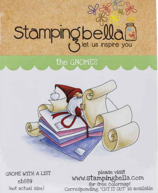 Gnome With A List - Rubber Stamp - Stamping Bella
