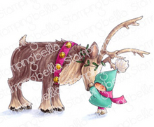 Bundle Girl With A Reindeer - Rubber Stamp - Stamping Bella