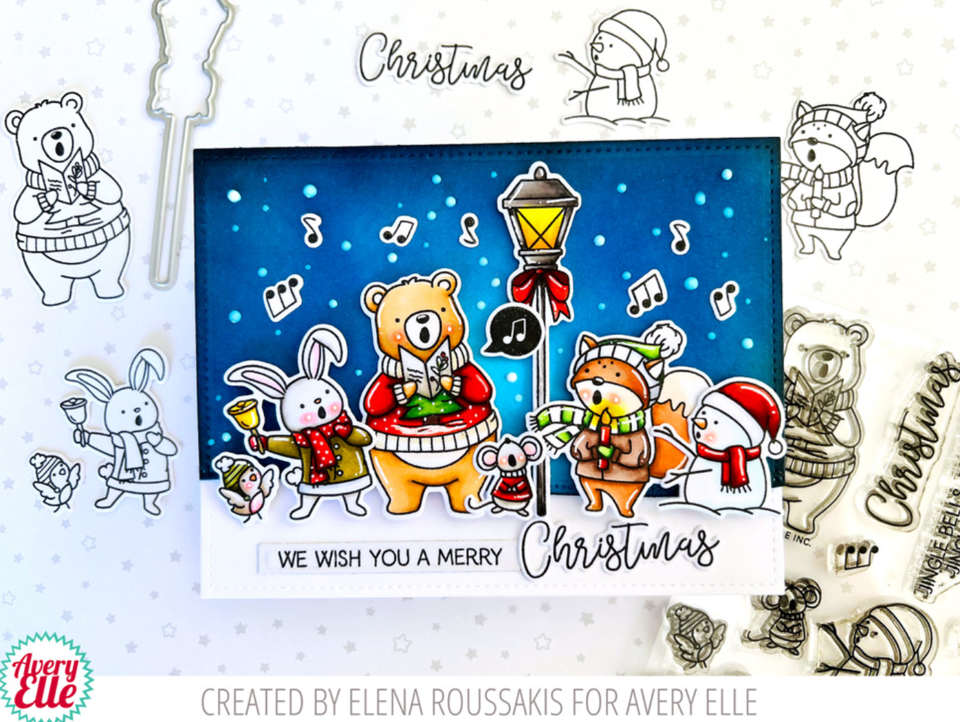 Carolers - 4x6 Inch Clear Stamp Set - Avery Elle