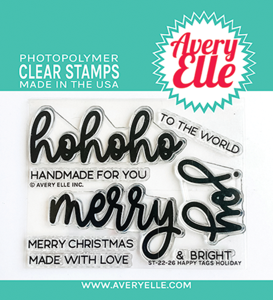 Happy Tags Holiday - Clear Stamp Set - 3x4 Inch - Avery Elle