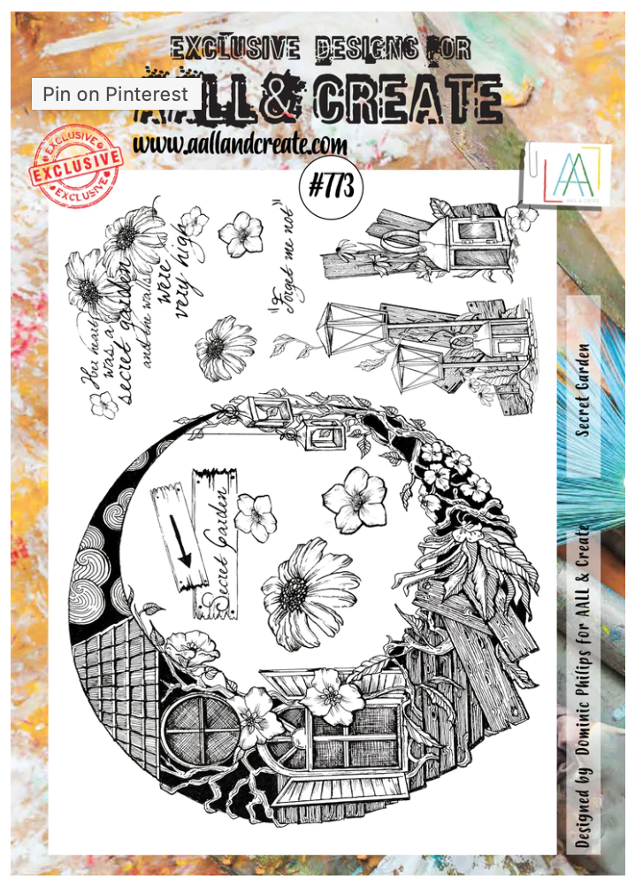 AALL and Create - Secret Garden - A4 - Designer Dominic Phillips - Clear Stamp Set - #773