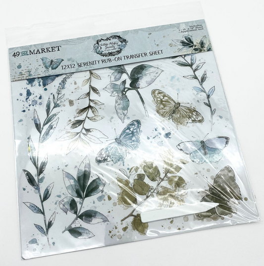 Rub-On Transfer Sheet - 12x12 Inch  - 1 Sheet - Vintage Artistry Serenity - 49 And Market