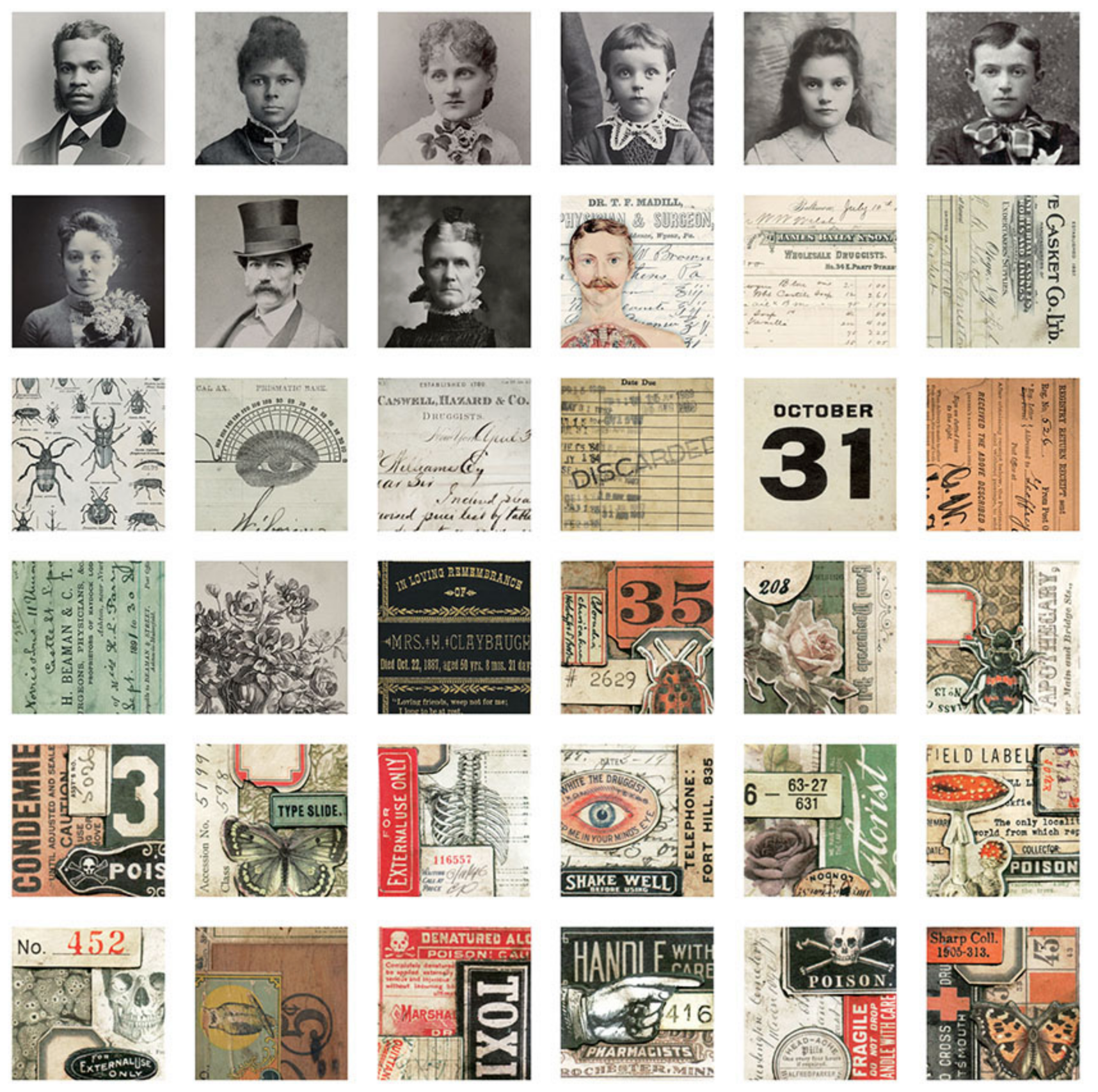 Halloween - Collage Tiles - Tim Holtz - Ideaology