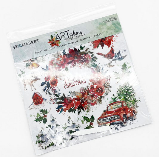 Rub-On Transfer Sheet - 12x12 Inch  - 1 Sheet - Art Options Holiday Wishes - 49 And Market