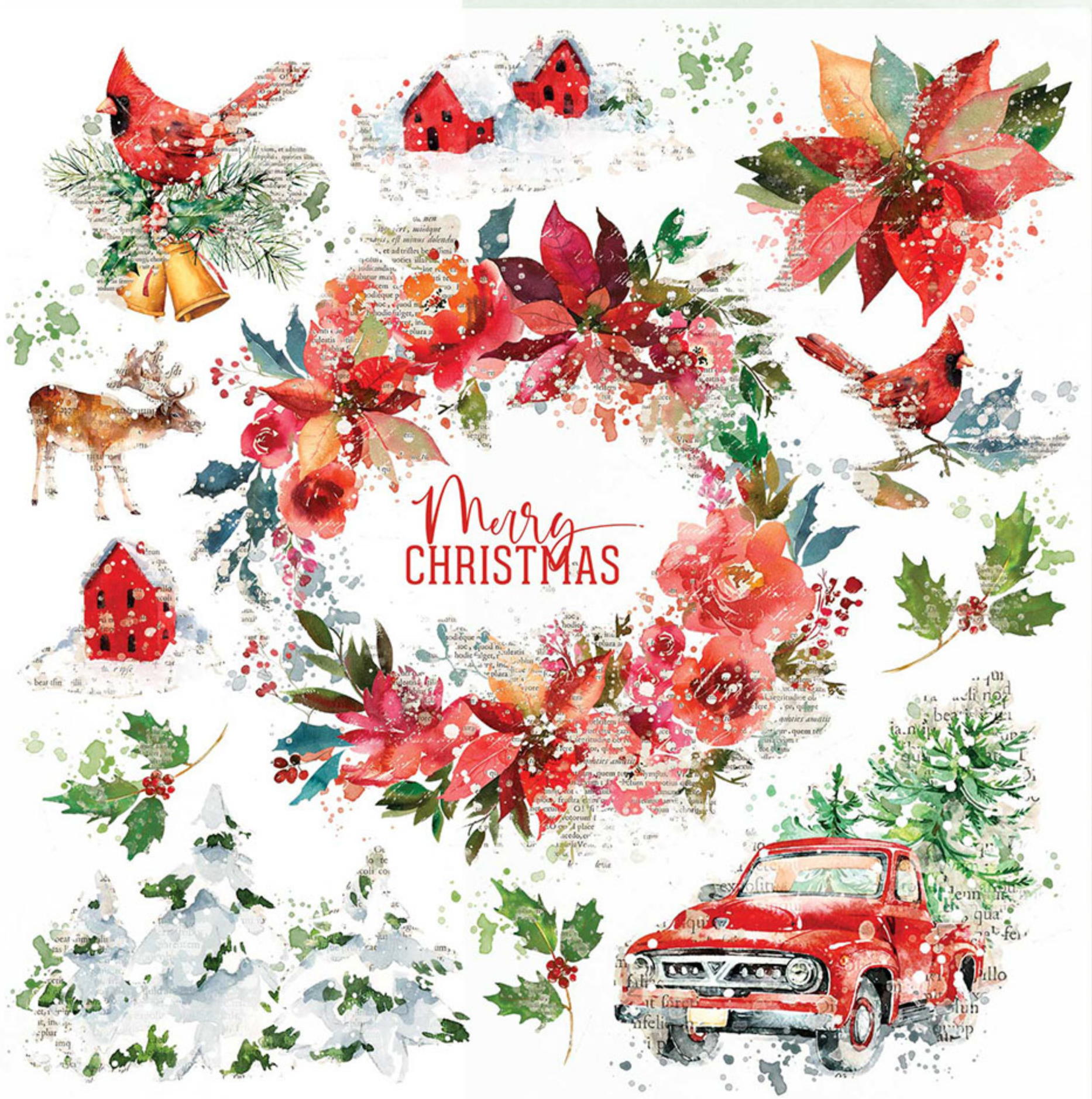 Rub-On Transfer Sheet - 12x12 Inch  - 1 Sheet - Art Options Holiday Wishes - 49 And Market