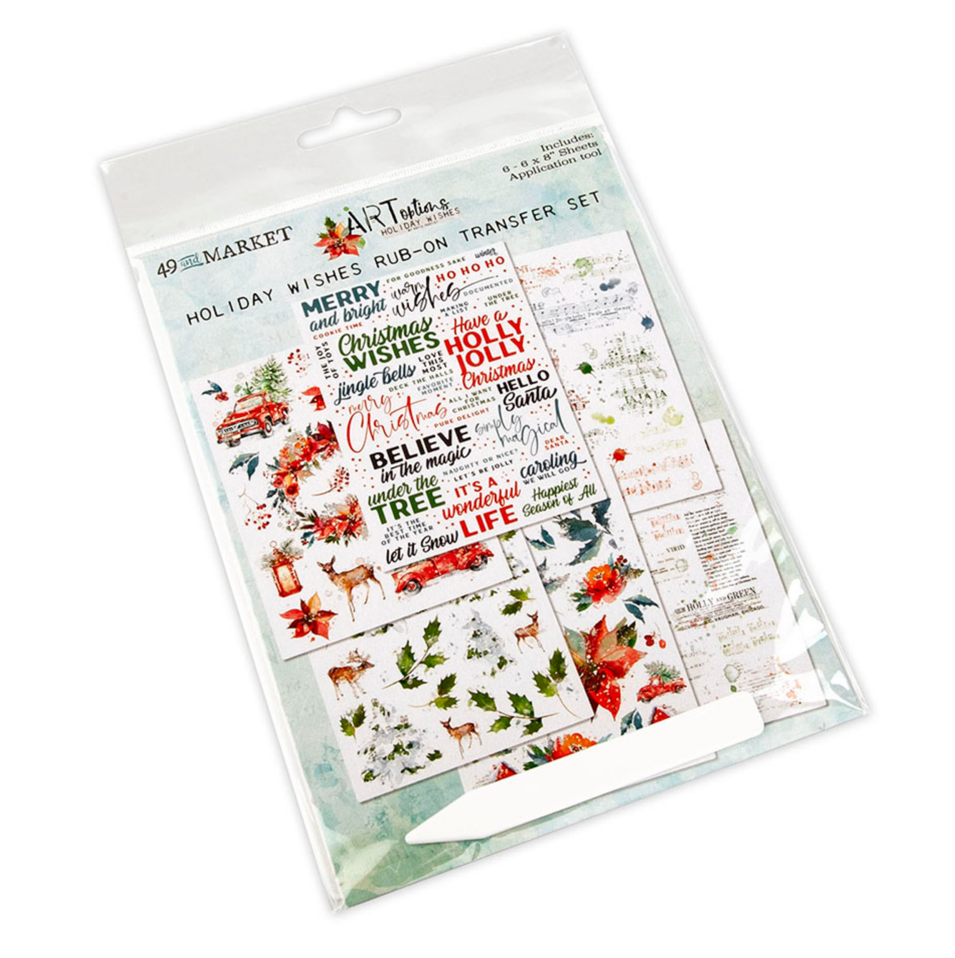 Rub-On Transfer Set - 6x8 Inch - 6 Sheets - Art Options Holiday Wishes - 49 And Market
