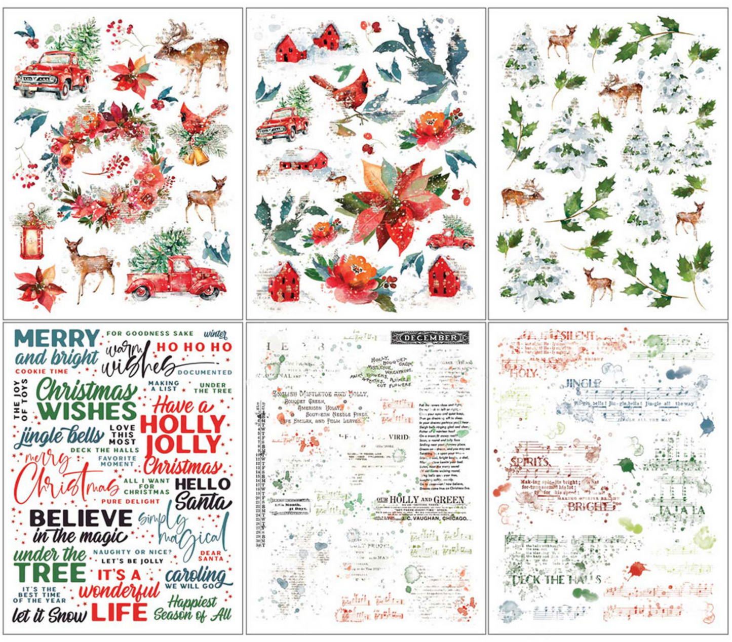 Rub-On Transfer Set - 6x8 Inch - 6 Sheets - Art Options Holiday Wishes - 49 And Market