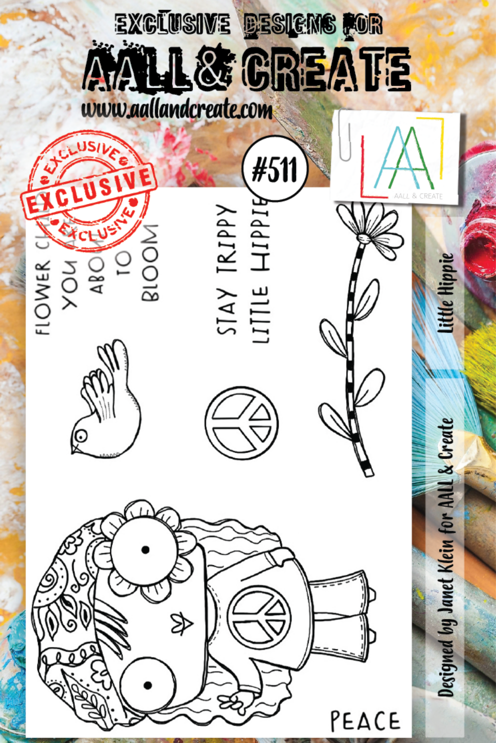 AALL and Create - Little Hippie - A7 - Designer Janet Klein - Clear Stamp Set - #511