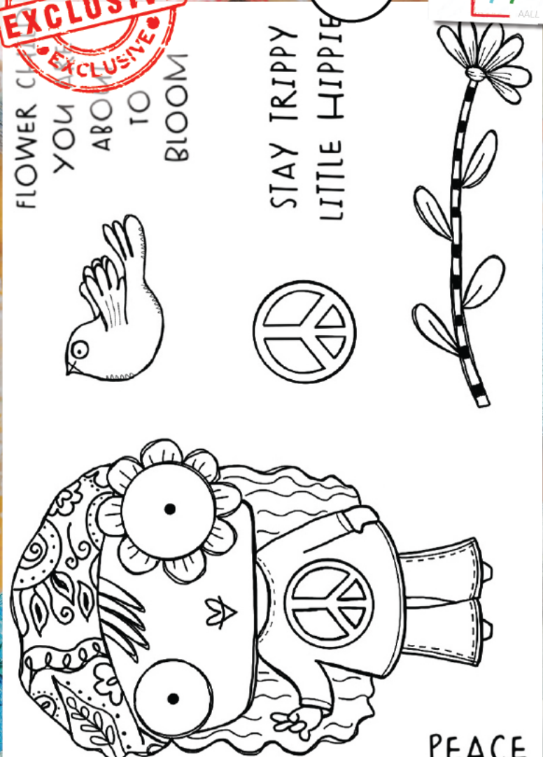 AALL and Create - Little Hippie - A7 - Designer Janet Klein - Clear Stamp Set - #511