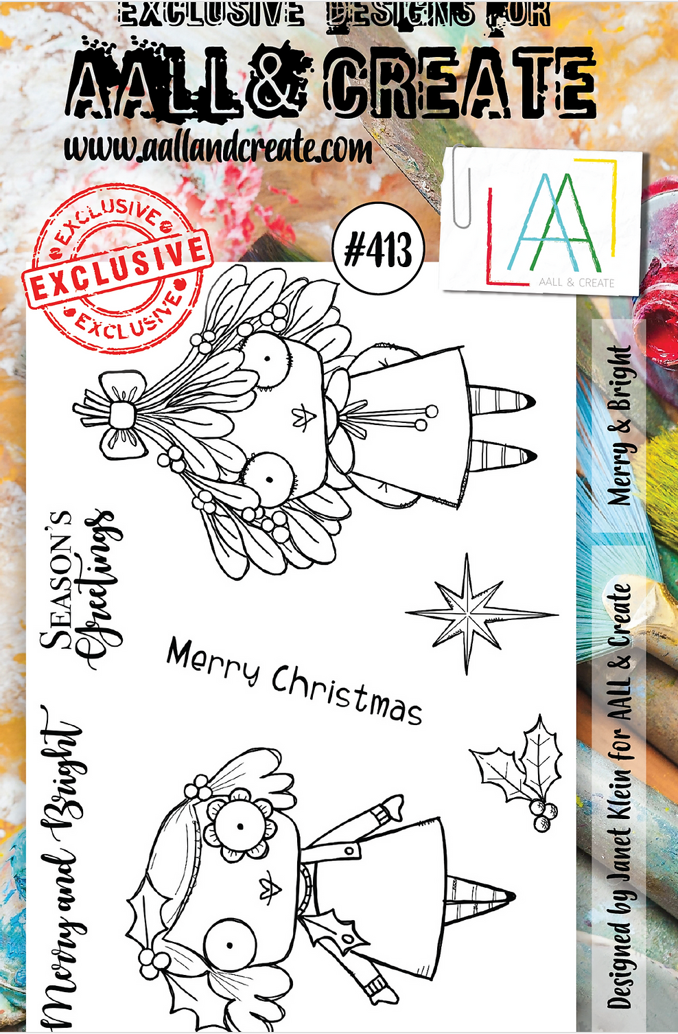 AALL and Create - Merry and Bright- A6 - Designer Janet Klein - Clear Stamp Set - #413