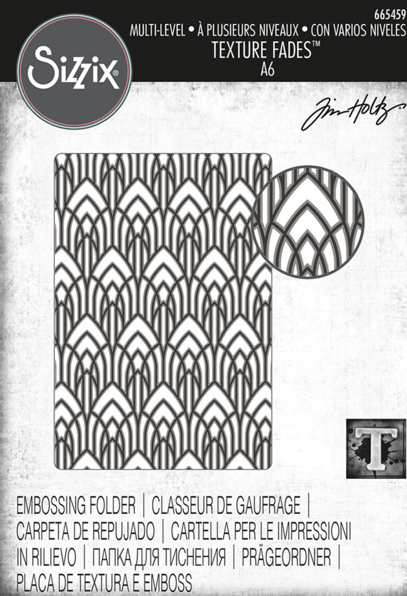 Sizzix - Tim Holtz - Texture Fades - Embossing Folder A6 - Arched
