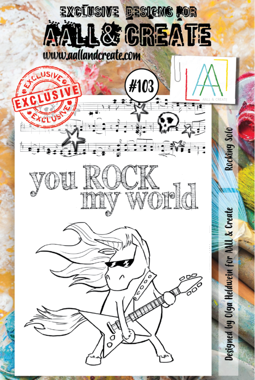 AALL and Create - Rocking Solo - A7 - Designer Olga Heldwein - Clear Stamp Set - #103