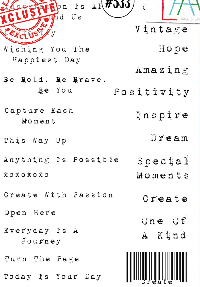 AALL and Create - Bring On The Sentiments - A5 - Designer Tracy Evans - Clear Stamp Set - #533