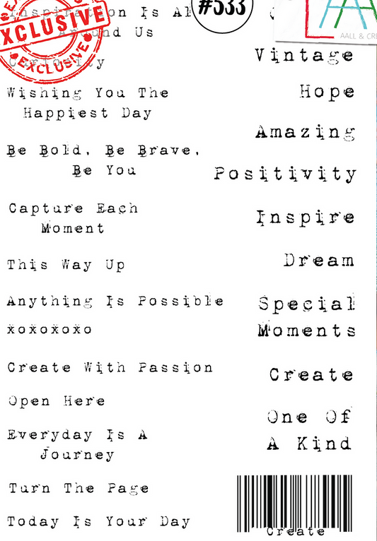 AALL and Create - Bring On The Sentiments - A5 - Designer Tracy Evans - Clear Stamp Set - #533