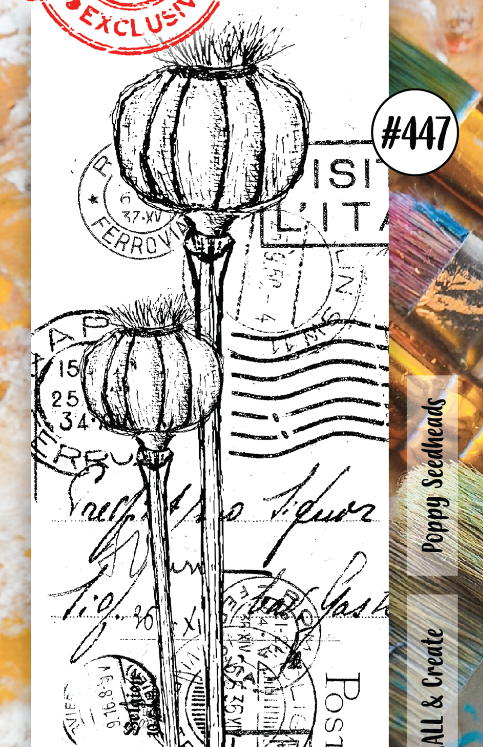 Aall and Create - Poppy Seedheads - Border Stamp - Designer Tracy Evans - Clear Stamp - #447