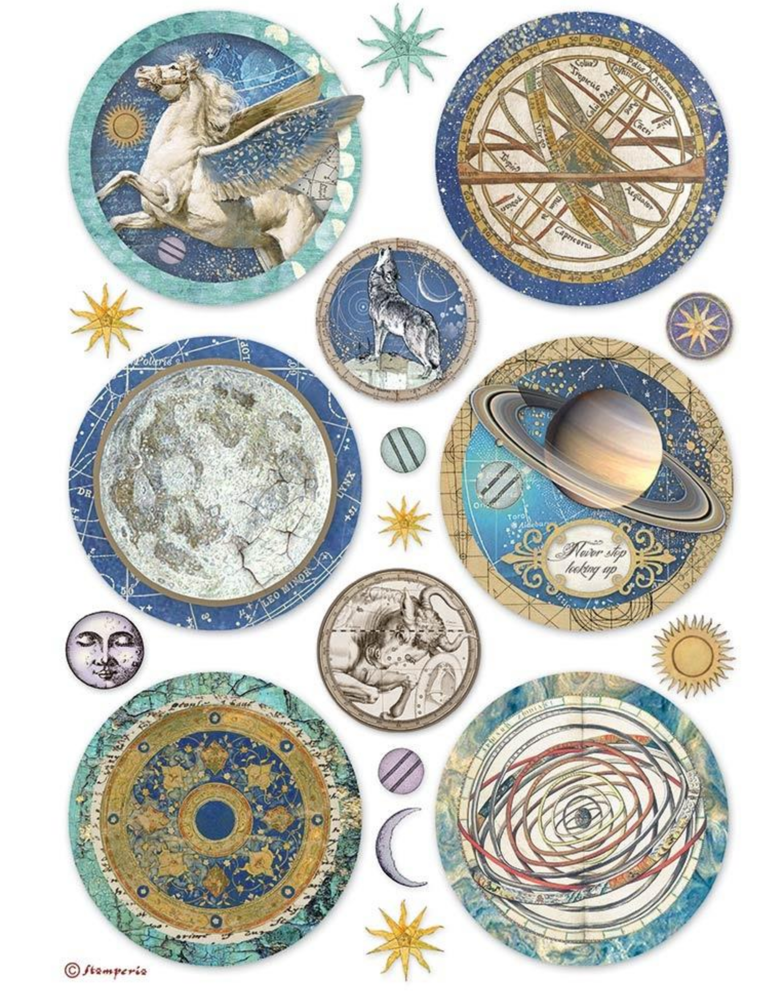 Cosmos Infinity -  Rounds - Rice Paper Sheet - A4 - Stamperia