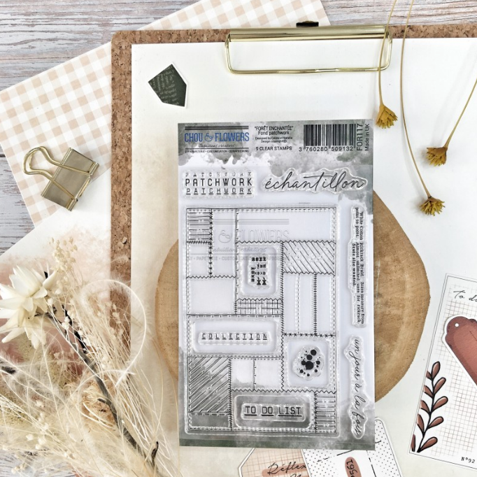 Clear Stamp 4x6 - PATCHWORK - Chou and Flowers