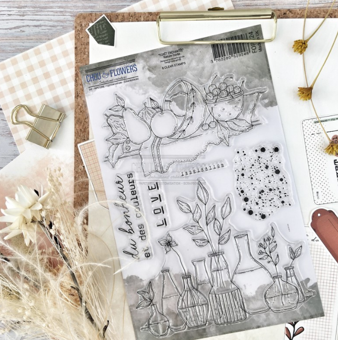 Clear Stamp Set 6x9 Inch - NATURE MORTE - Chou and Flowers