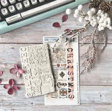 Rubber Stamp - 4x7 Inch - CHRISTMAS VINTAGE - Chou and Flowers