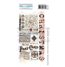 Rubber Stamp - 4x7 Inch - CHRISTMAS VINTAGE - Chou and Flowers