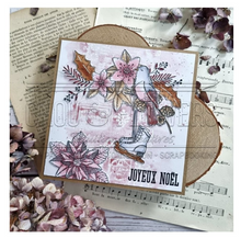 Rubber Stamp - 4x7 Inch - CHRISTMAS VINTAGE - Chou and Flowers