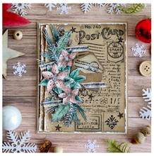 Rubber Stamp - 4x7 Inch - CHRISTMAS VINTAGE - Chou and Flowers