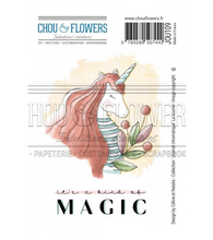 Rubber Stamp - 4x5 Inch - UNICORN - Chou and Flowers