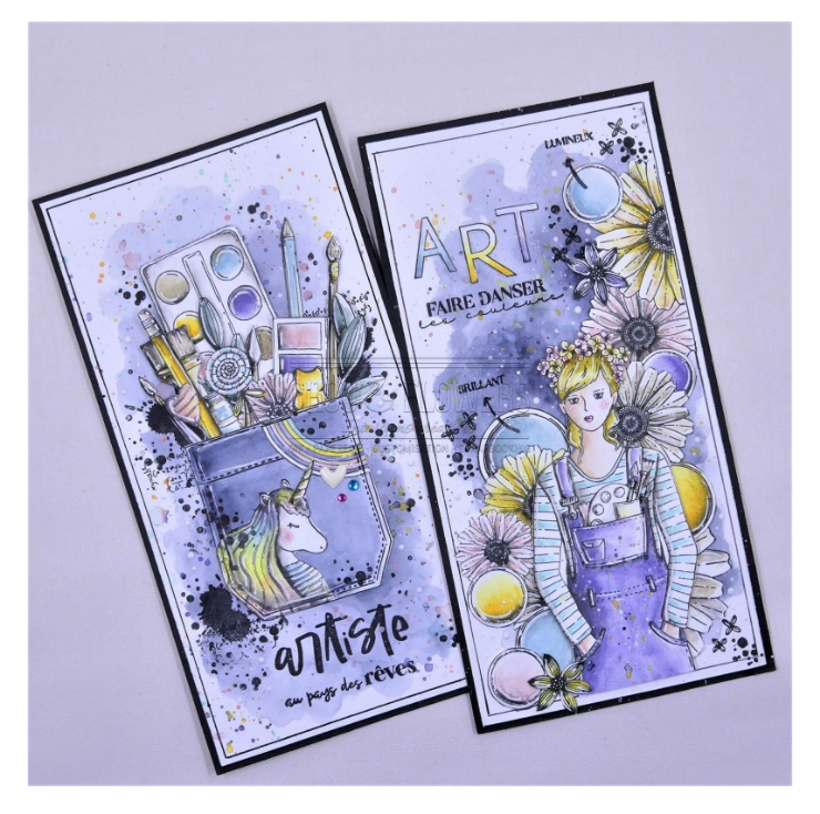 Rubber Stamp - 4x5 Inch - UNICORN - Chou and Flowers