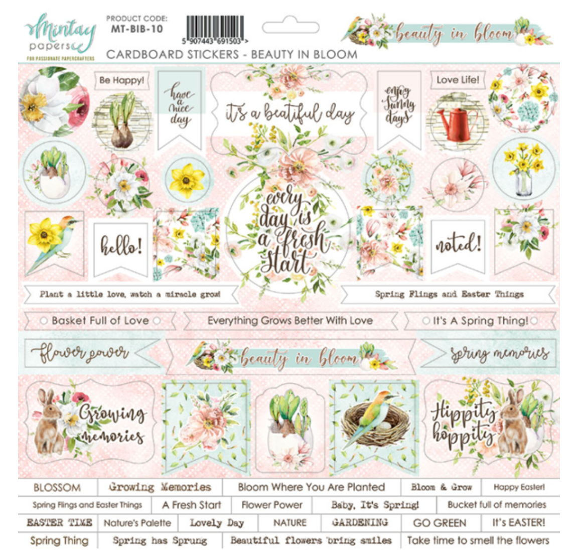 Mintay Papers - 12 X 12 Cardboard Stickers - Beauty In Bloom