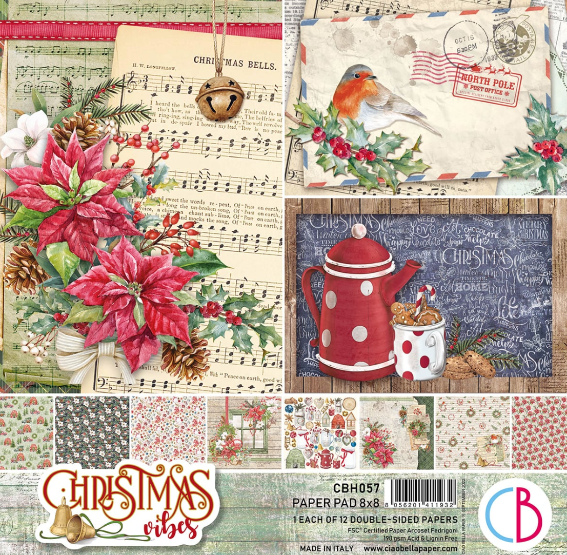 8x8 - Christmas Vibes Paper Pad - 12/Pkg - Ciao Bella