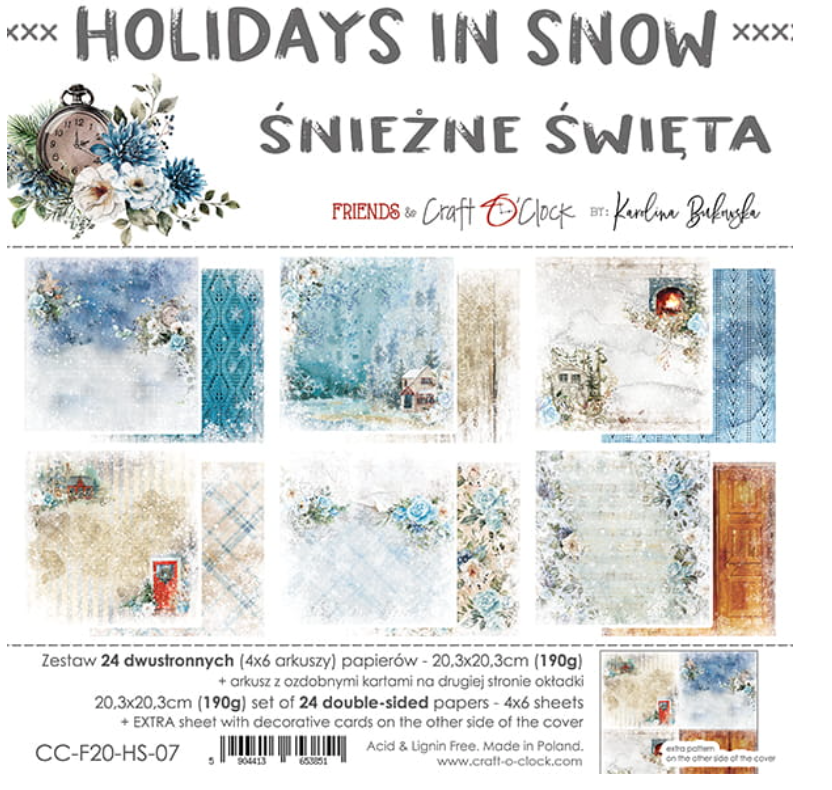 8x8 Paper Set - HOLIDAYS IN SNOW - Craft O Clock