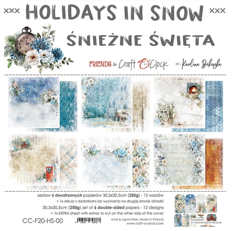 12x12 Paper Set  - HOLIDAYS IN SNOW -  Craft O Clock