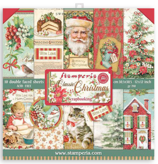 CLASSIC CHRISTMAS - 12x12 INCH - DOUBLE SIDED PAPER PAD - STAMPERIA