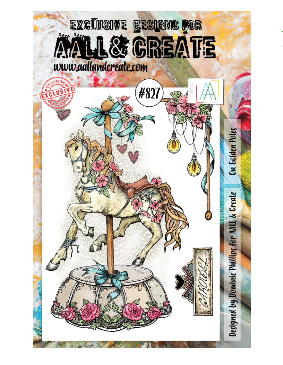 A5 - On Golden Poles - Clear Stamp Set - AALL and Create - Designer Dominic Phillips - #827