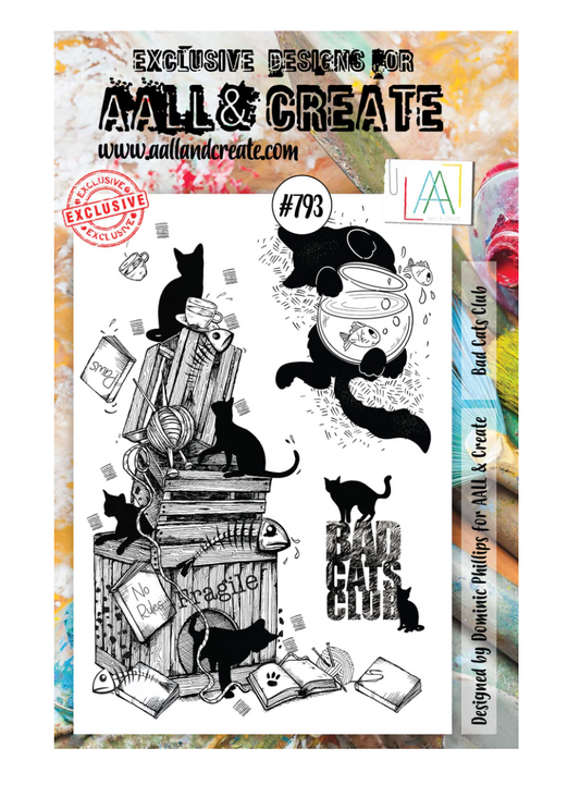 A5 - Bad Cats Club - Clear Stamp Set - AALL and Create - Designer Dominic Phillips - #793