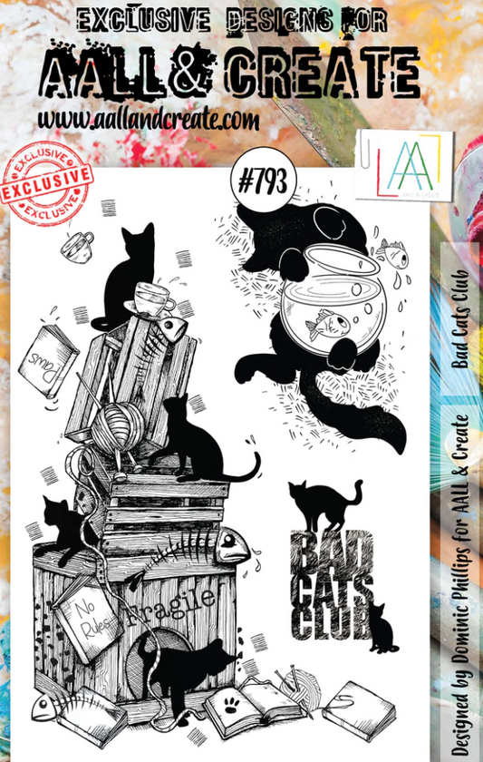 A5 - Bad Cats Club - Clear Stamp Set - AALL and Create - Designer Dominic Phillips - #793