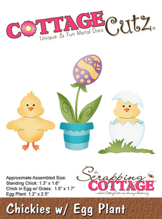 3x3 Chickies with Egg Plant - Die - Cottage Cutz