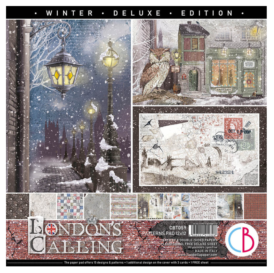 12x12 London's Calling - Pattern Pad + 1 Free deluxe sheet - 8/Pkg - Ciao Bella