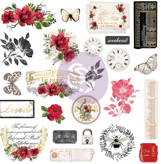 Ephemera - Magnolia Rouge - Prima Marketing - With Foil Detail