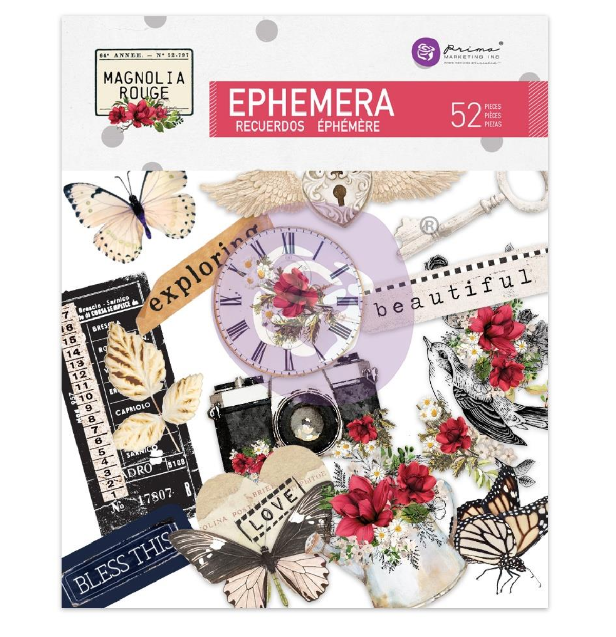 Ephemera - Magnolia Rouge - Prima Marketing - Icons With Foil Detail